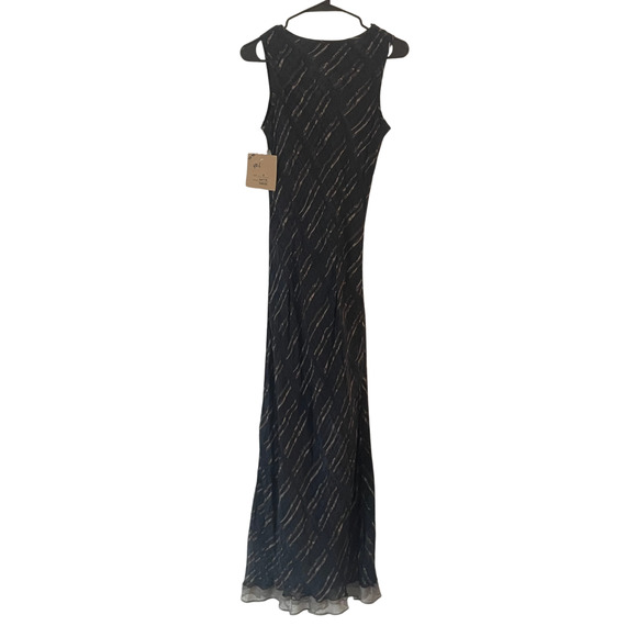 Y2K Vintage Whimsigoth Ruffle Hem Abstract Beaded Maxi Dress‎ Witchy Vamp S NEW - Picture 2 of 8